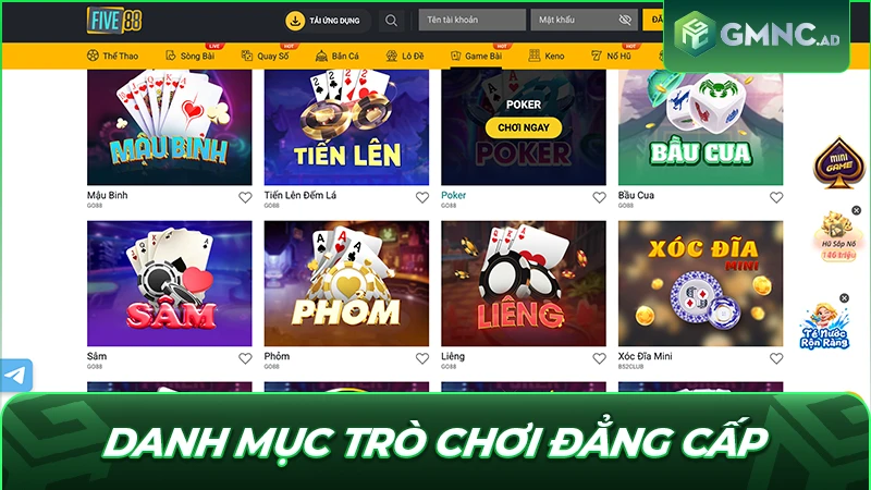 Danh mục trò chơi đẳng cấp và cực kỳ chất lượng