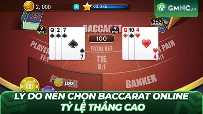 Lý do nên chọn Baccarat online tỷ lệ thắng cao